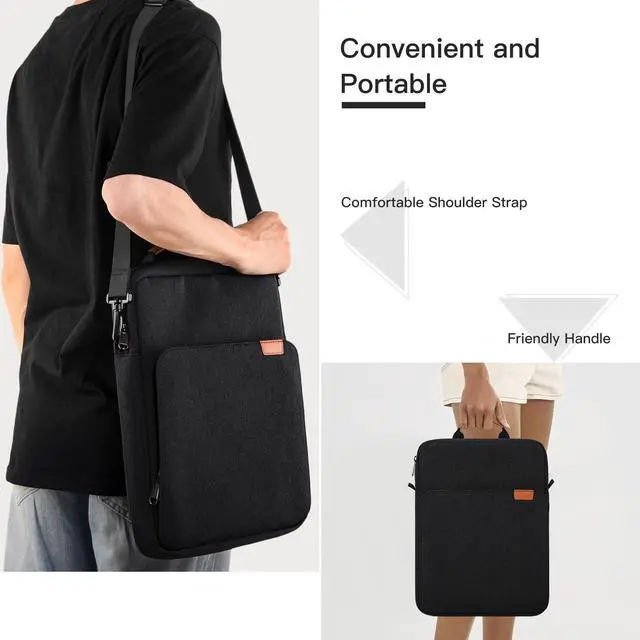 Alt view image 7 of 7 - 13 inch iPad Sleeve Carrying Bag for 13 inch iPad Pro M5 & Air M4/M3 2026, iPad Pro 12.9, 13.8" Surface Laptop 7th, Padded Trave Tablet Case with Shoulder Strap, Black