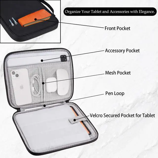 Alt view image 3 of 6 - iPad Pro 12.9 Carrying Bag, Tablet Sleeve 12.9 Magic/Smart Keyboard Accessory Bag for Pad Pro 12.9 M2/M1/2018-2020, Surface Pro 9/8/X/7/6, 12.4" Galaxy Tab S8/S7+ Waterproof Carrying Case (Black)