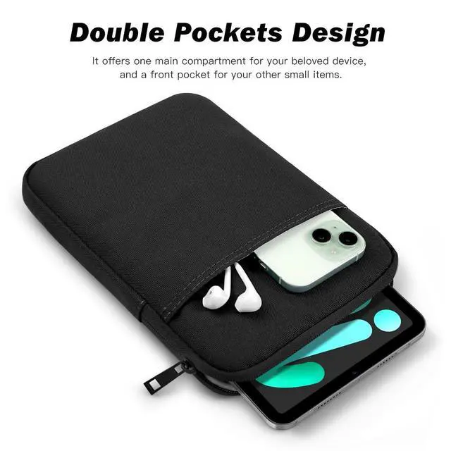 Alt view image 4 of 7 - 8-9 Inch Tablet Sleeve Padded Carrying Case, Black