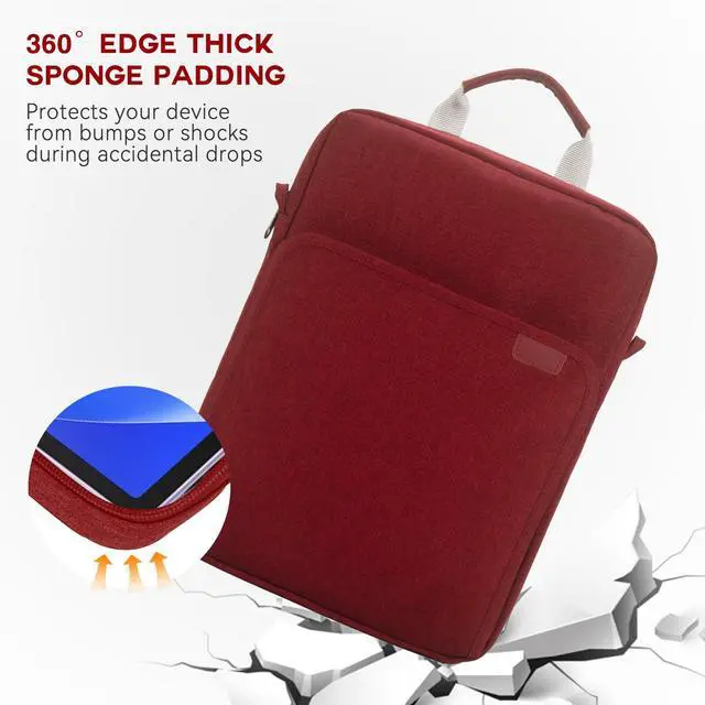 Alt view image 3 of 6 - 9-11Inch Tablet Sleeve Bag Portable Tablet Bags for Men and Women, Compatible with iPad Pro/Air (A16) 11", iPad 10th 10.9", iPad 9/8/7th 10.2", iPad Air 5/4th 10.9, Galaxy Tab A11+ Plus 11" - Wine Red