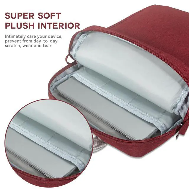 Alt view image 5 of 6 - 9-11Inch Tablet Sleeve Bag Portable Tablet Bags for Men and Women, Compatible with iPad Pro/Air (A16) 11", iPad 10th 10.9", iPad 9/8/7th 10.2", iPad Air 5/4th 10.9, Galaxy Tab A11+ Plus 11" - Wine Red