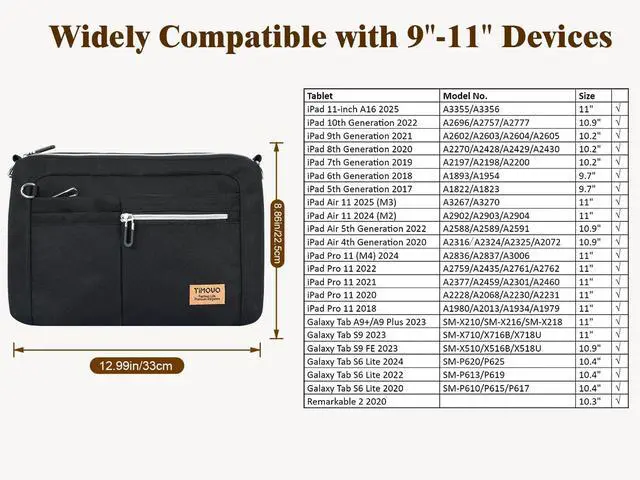 Alt view image 4 of 7 - 9-11" Anti-Theft Tablet Sleeve with Strap for iPad, Black