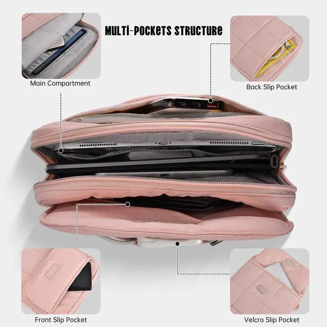 Alt view image 3 of 7 - 11 Inch Tablet Sleeve Bag11-12.4 Inch Puffy Tablet Sleeve for iPad A16 2025,iPad Air 11 inch M4 M3 M2, iPad Pro 11 M5 M4, Samsung Galaxy Tab S10+, S9+, S9 FE+, S8+,S7+ 12.4" Fluffy Shoulder Bag(Pink)