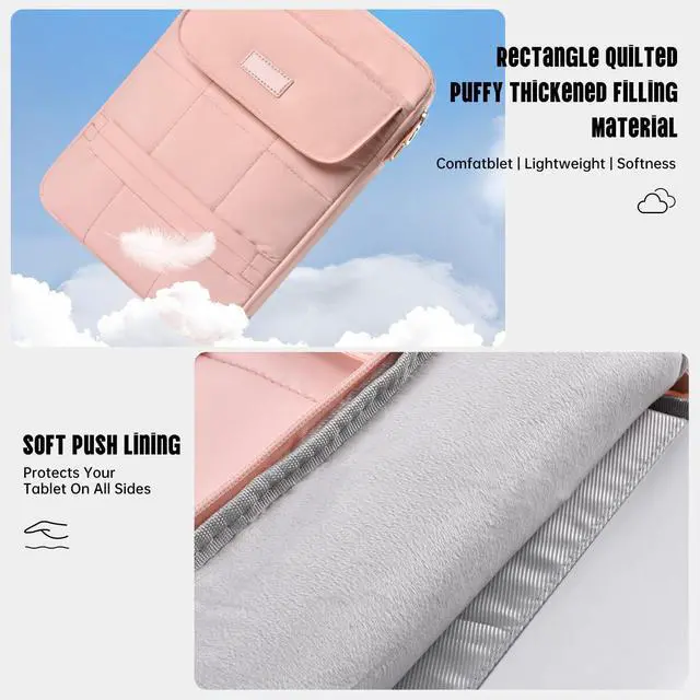 Alt view image 5 of 7 - 11 Inch Tablet Sleeve Bag11-12.4 Inch Puffy Tablet Sleeve for iPad A16 2025,iPad Air 11 inch M4 M3 M2, iPad Pro 11 M5 M4, Samsung Galaxy Tab S10+, S9+, S9 FE+, S8+,S7+ 12.4" Fluffy Shoulder Bag(Pink)