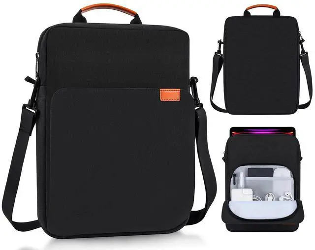 Main image of 13 Inch Laptop Shoulder Bag Carrying Case for Macbook Air 13" M5 M4 A3449 A3420/ 2026 MacBook Neo A18 Pro A3404/ MacBook Pro 14" M5 M4 M3/ 13" iPad Pro/Air M5 M4, Vertical Laptop Sleeve Handbag, Black
