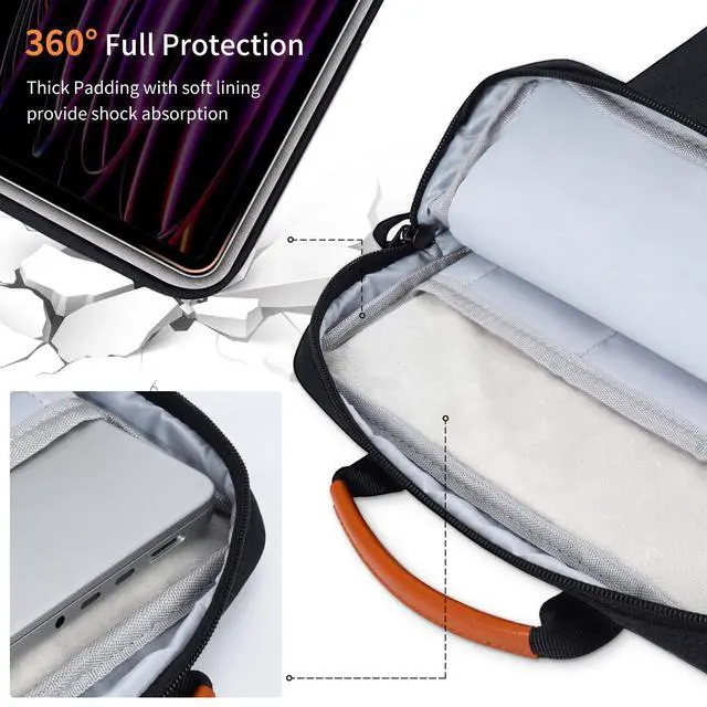 Alt view image 6 of 7 - 13 Inch Laptop Shoulder Bag Carrying Case for Macbook Air 13" M5 M4 A3449 A3420/ 2026 MacBook Neo A18 Pro A3404/ MacBook Pro 14" M5 M4 M3/ 13" iPad Pro/Air M5 M4, Vertical Laptop Sleeve Handbag, Black