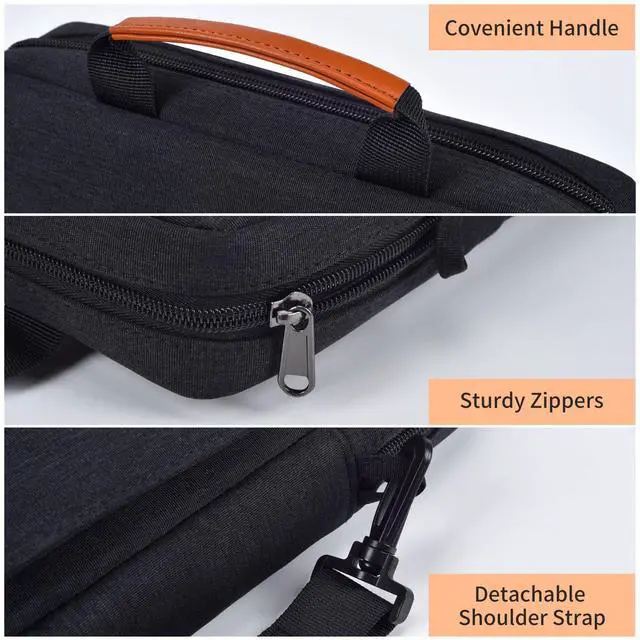 Alt view image 5 of 7 - 13 Inch Laptop Shoulder Bag Carrying Case for Macbook Air 13" M5 M4 A3449 A3420/ 2026 MacBook Neo A18 Pro A3404/ MacBook Pro 14" M5 M4 M3/ 13" iPad Pro/Air M5 M4, Vertical Laptop Sleeve Handbag, Black