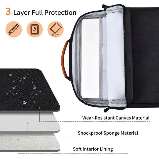Alt view image 7 of 7 - 13 Inch Laptop Shoulder Bag Carrying Case for Macbook Air 13" M5 M4 A3449 A3420/ 2026 MacBook Neo A18 Pro A3404/ MacBook Pro 14" M5 M4 M3/ 13" iPad Pro/Air M5 M4, Vertical Laptop Sleeve Handbag, Black