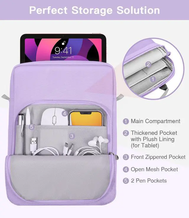 Alt view image 5 of 7 - 9-11 Inch Tablet Sleeve Bag Handle Carrying Case with Shoulder Strap