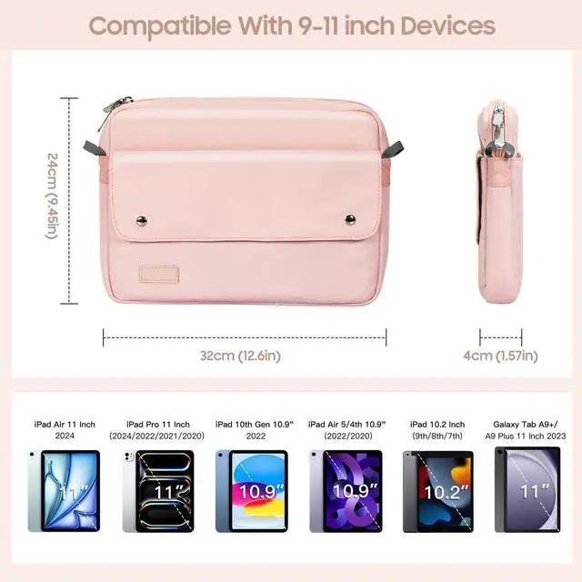 Alt view image 2 of 7 - 9-11" Tablet Sleeve with Strap for iPad A16 Tab, Pink