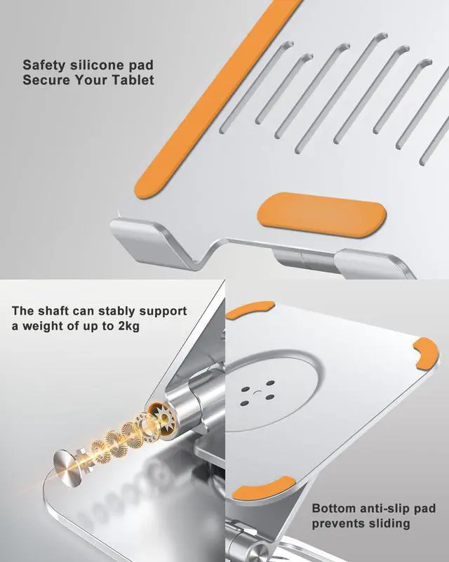 Alt view image 6 of 7 - Aluminum Tablet Stand, 360° Rotating iPad Holder Fits 4-13"