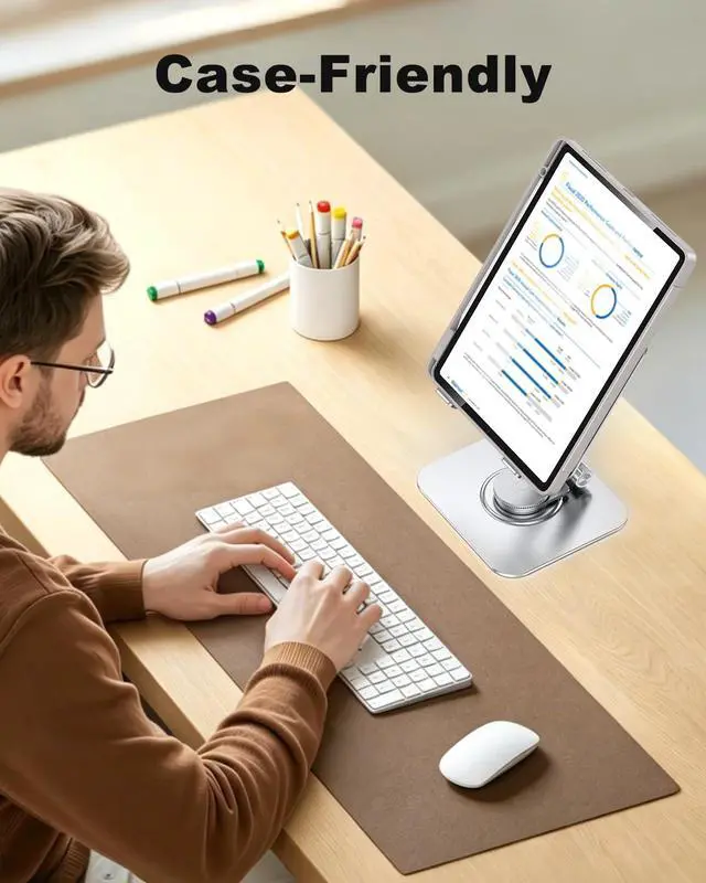 Alt view image 7 of 7 - Aluminum Tablet Stand, 360° Rotating iPad Holder Fits 4-13"