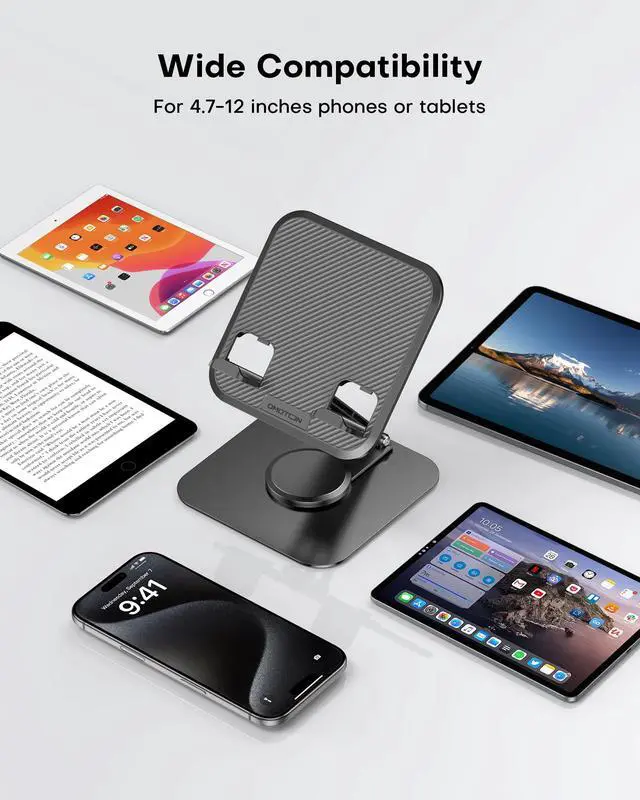 Alt view image 5 of 7 - TA04 Ultra-Slim Tablet Stand for iPad, Swivel Phone Holder for Desk