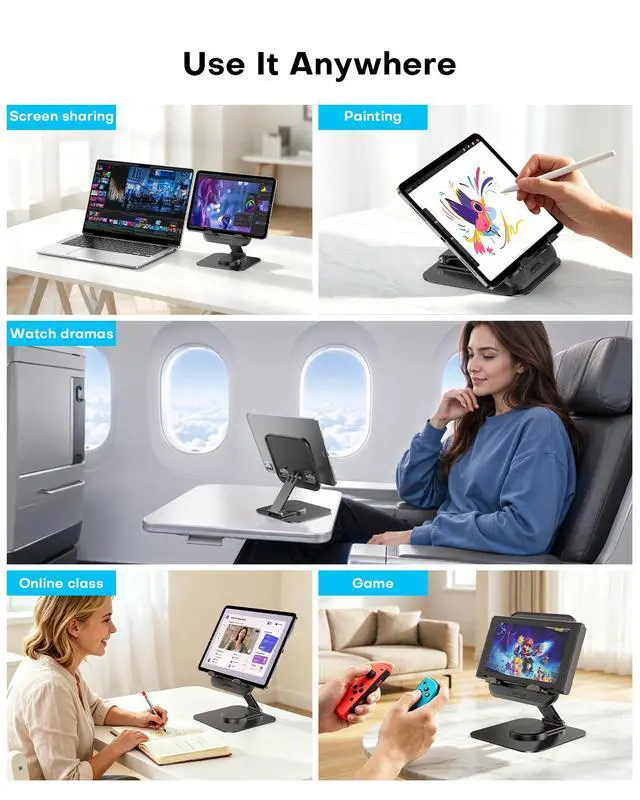 Alt view image 6 of 7 - TA04 Ultra-Slim Tablet Stand for iPad, Swivel Phone Holder for Desk