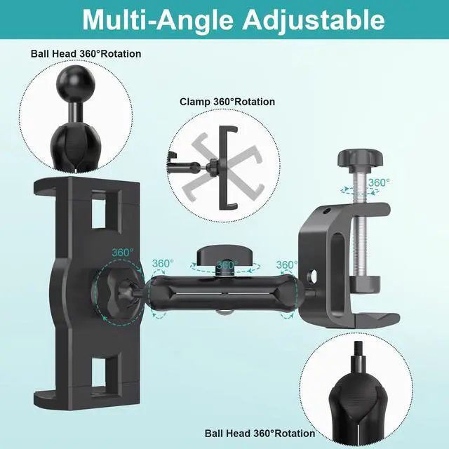 Alt view image 3 of 7 - Under Cabinet Tablet Mount, Kitchen Tablet Holder iPad Mount for Desk/Table/Board/Chair,Compatible with 4.7~12.9" iPad/Nexus/LG G Pads/e-Reader/Switch/iPhone,360° Adjustable Aluminum Alloy Arm Stand