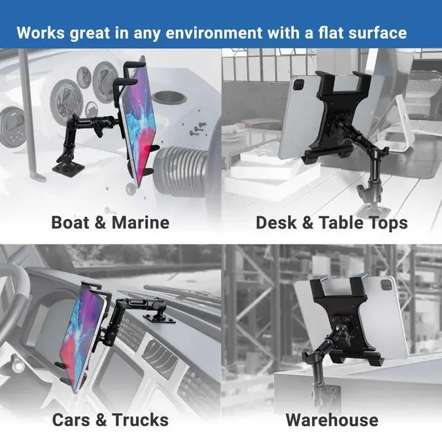 Alt view image 4 of 7 - Mounts - Heavy-Duty Tablet Mount | Secure Drill Base for Cars, Walls, and Tables | Adjustable Arm Ensures Perfect Positioning | Universal Tablet Stand and Holder | Great for iPad Wall Mount