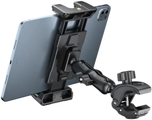 Main image of Tablet Mic Stand Holder for iPad Treadmill Handlebar Clamp, Mount for Spin Bike Microphone Peloton Stroller, Fit 5-13 iPad Pro 12.9 Air Mini, Galaxy Tab, iPhone, Fire HD 10