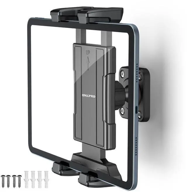 Main image of Universal Tablet Wall Mount Holder for 4.7-13 inch Tablet Smartphone eReader, 360° Adjustment Compatible with iPad, iPhone, Kindle Fire HD, Galaxy Tab, Switch, Drilled Screw Mounting