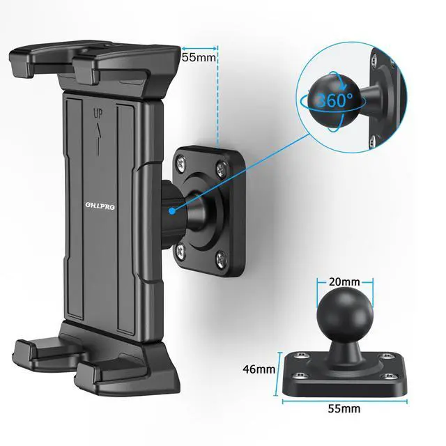 Alt view image 5 of 6 - Universal Tablet Wall Mount Holder for 4.7-13 inch Tablet Smartphone eReader, 360° Adjustment Compatible with iPad, iPhone, Kindle Fire HD, Galaxy Tab, Switch, Drilled Screw Mounting