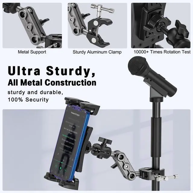 Alt view image 5 of 7 - Tablet Mount for Spin Bike Treadmill,Microphone Stand