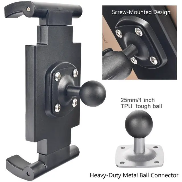 Alt view image 2 of 6 - 1" Ball Tablet Holder Screw-Mounted Tablet Mount Compatible with RAM B Size System, Adjustable iPad Holder for 7-12.9" Tablets, Car Truck Boat Dashboard