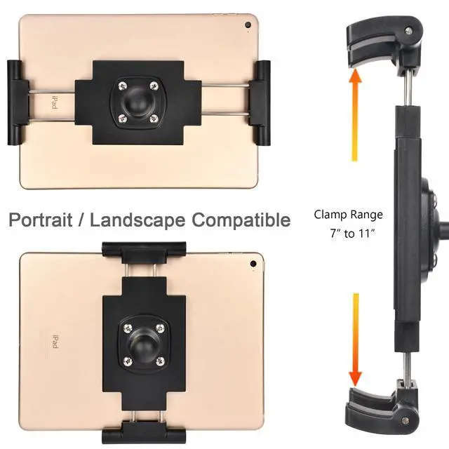 Alt view image 3 of 6 - 1" Ball Tablet Holder Screw-Mounted Tablet Mount Compatible with RAM B Size System, Adjustable iPad Holder for 7-12.9" Tablets, Car Truck Boat Dashboard