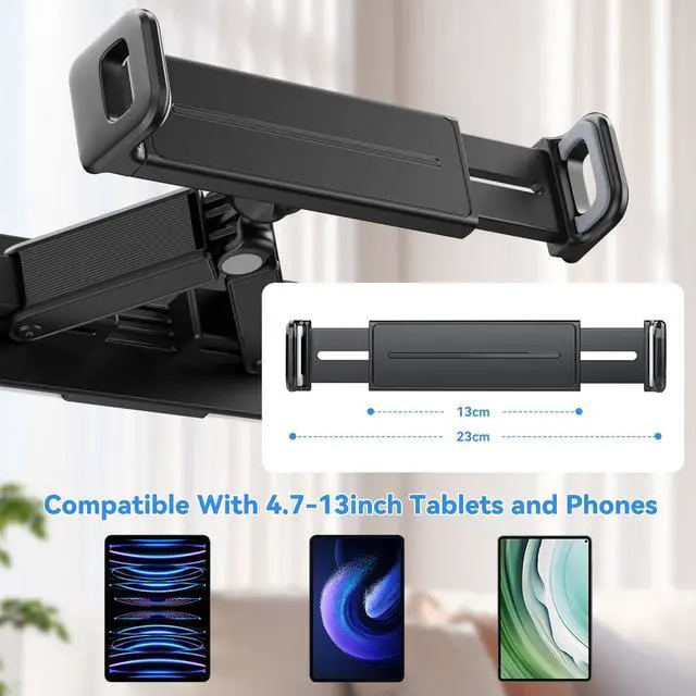 Alt view image 4 of 7 - Tablet Wall Mount Holder, 360° Rotation Adjustable and Foldable ipad Wall Mount, Tablet Wall Holder Damage-Free for 4.7-12.9 inch Pad, Smartphone, eReader, for Kitchen, Bedroom