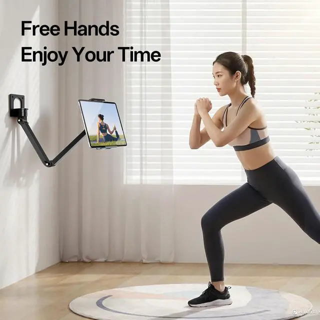 Alt view image 3 of 6 - Tablet Wall Mount Holder, Aluminum Extendable 360° Rotating Holder, Adjustable Foldable Arm for 4.717Inch iPad Pro Air Mini, Galaxy Tab Portable Monitor& Phones