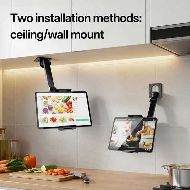 Alt view image 4 of 6 - Tablet Wall Mount Holder, Aluminum Extendable 360° Rotating Holder, Adjustable Foldable Arm for 4.717Inch iPad Pro Air Mini, Galaxy Tab Portable Monitor& Phones