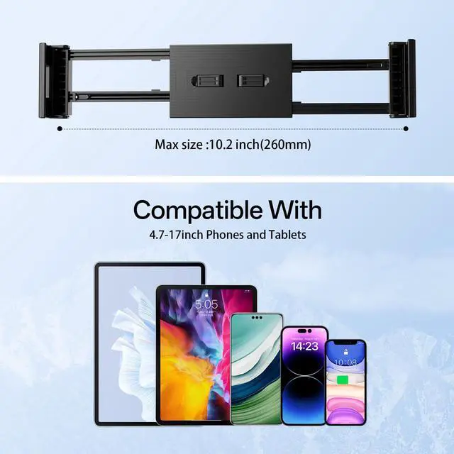 Alt view image 6 of 6 - Tablet Wall Mount Holder, Aluminum Extendable 360° Rotating Holder, Adjustable Foldable Arm for 4.717Inch iPad Pro Air Mini, Galaxy Tab Portable Monitor& Phones