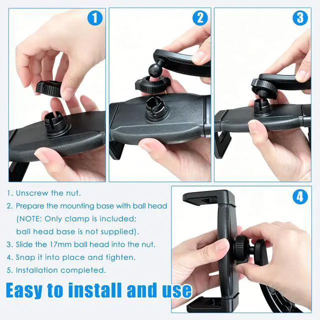 Alt view image 4 of 7 - Enlarge Tablet Clamp With Depth of 40mm/1.57", Depth Mount Clips for Thick Case, Deepen Tablet Stand Holder Fit 17mm Ball Joint, for Most Tablets & Phones & More Ultra-Thick Device (Upgraded-1)