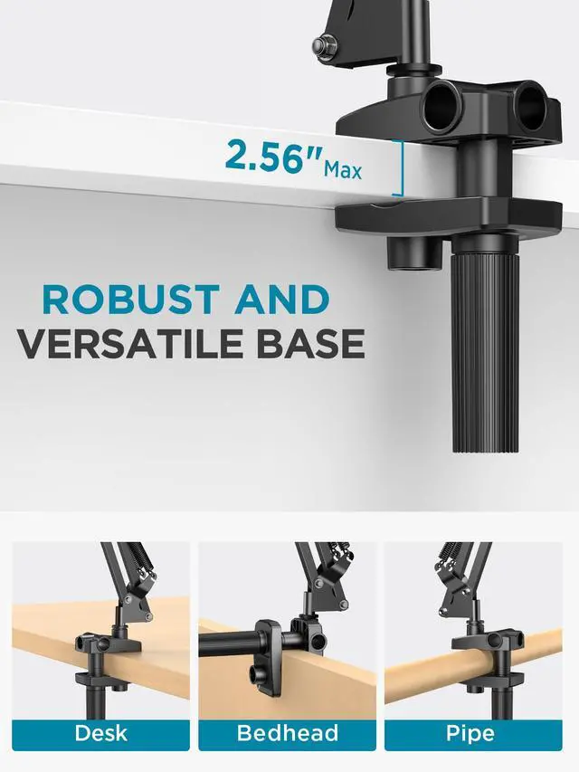 Alt view image 4 of 5 - Tablet Holder for Bed, Overhead Tablet Stand Phone Holder Tablet Mount for Desk 2 Clamps with Swivel Ball Head for iPad Kindle Switch Graphics Tablets 4-13" Devices
