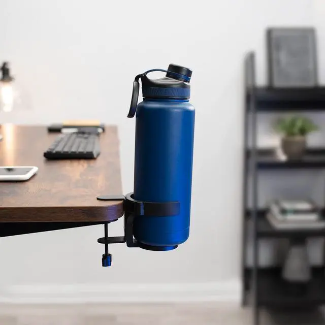 Alt view image 2 of 7 - Clamp-on Desk and Bed Cup Holder, No Spill Adjustable Drink Mount, Support for Hydro Flasks, Coffee Mugs, Easy to Install, Horizontal or Vertical Surface Mounting, Black, Mount-CUP1
