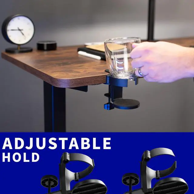 Alt view image 6 of 7 - Clamp-on Desk and Bed Cup Holder, No Spill Adjustable Drink Mount, Support for Hydro Flasks, Coffee Mugs, Easy to Install, Horizontal or Vertical Surface Mounting, Black, Mount-CUP1