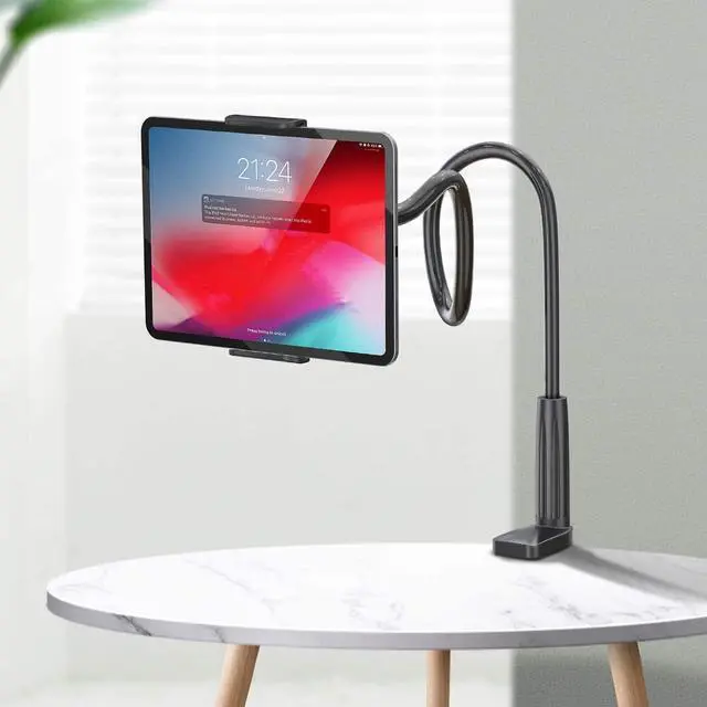 Alt view image 5 of 5 - Tablet Holder for Bed - Gooseneck Tablet Holder Stand, Flexible Long Arm Gooseneck Mount Holder Clip with Grip, Compatible with iPad Air Mini, Galaxy Tabs, Kindle Fire, 4"-10.5" Devices