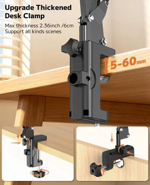 Alt view image 2 of 7 - Magnetic Wireless Charger Phone Holder for Bed Desk, Flexible Articulating Table Mount, Overhead Stand Compatible with iPhone 17/16/15/14, Great for Video Recording, Zoom Meeting, Live Streaming