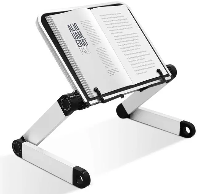 Main image of Book Stand Laptop Stand Adjustable Book Holder Tray with Page Paper Clips Ergonomic Multi Heights Angles Adjustable Cooking Bookstands for Textbook Recipe Magazine Laptop Tablet Portable