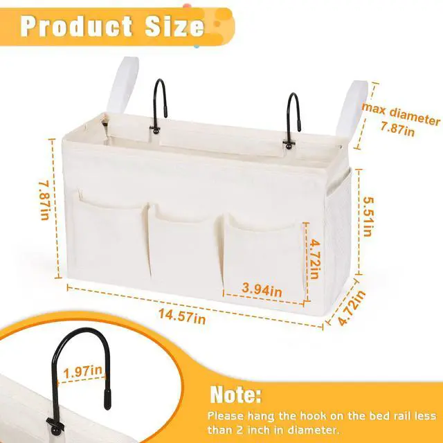 Alt view image 3 of 6 - Bedside Caddy, Bedside Storage Bag Hanging Organizer for Bunk Bed