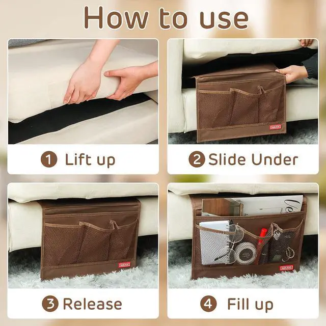 Alt view image 3 of 7 - Bedside Storage Organizer, Remote Control Holder, Bed Pockets