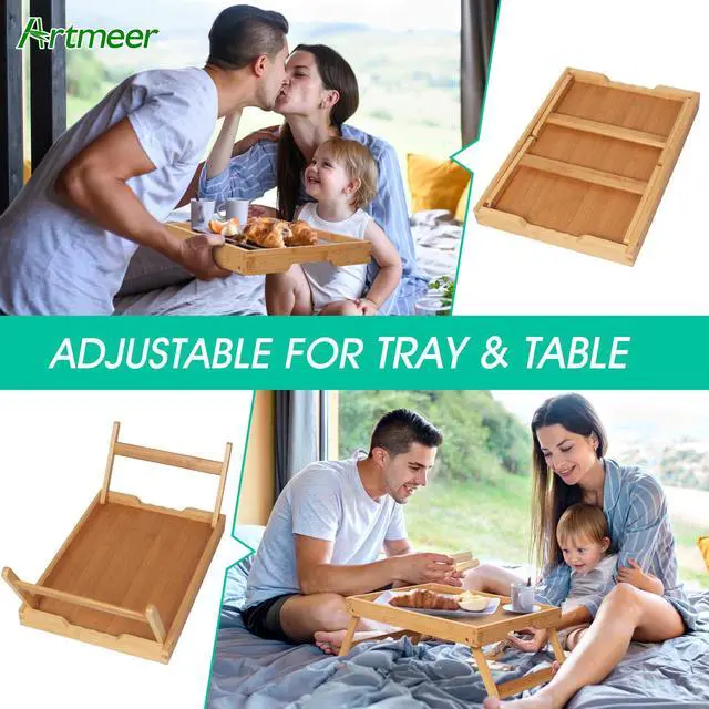Alt view image 5 of 7 - FSC 100% Bamboo Bed Tray with Folding Legs, Medium, Natural