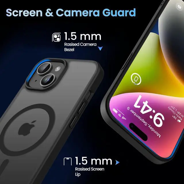 Alt view image 4 of 6 - Magnetic Case for iPhone 13 & iPhone 14 6.1 inch, Matte Black