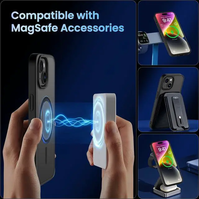 Alt view image 6 of 6 - Magnetic Case for iPhone 13 & iPhone 14 6.1 inch, Matte Black