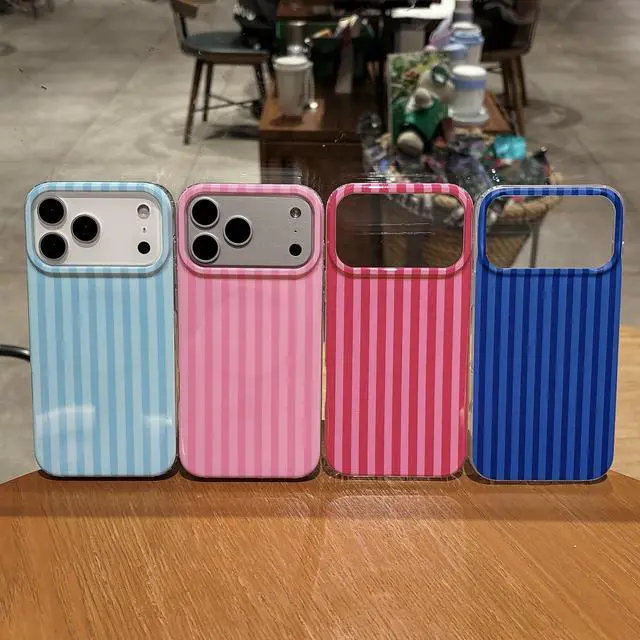 Alt view image 3 of 7 - Magnetic for iPhone 17 Pro Max Case Striped Phone Cases Cute Women Girly Trendy Shockproof Slim Soft TPU Hard PC Protective