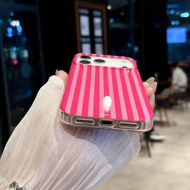 Alt view image 6 of 7 - Magnetic for iPhone 17 Pro Max Case Striped Phone Cases Cute Women Girly Trendy Shockproof Slim Soft TPU Hard PC Protective