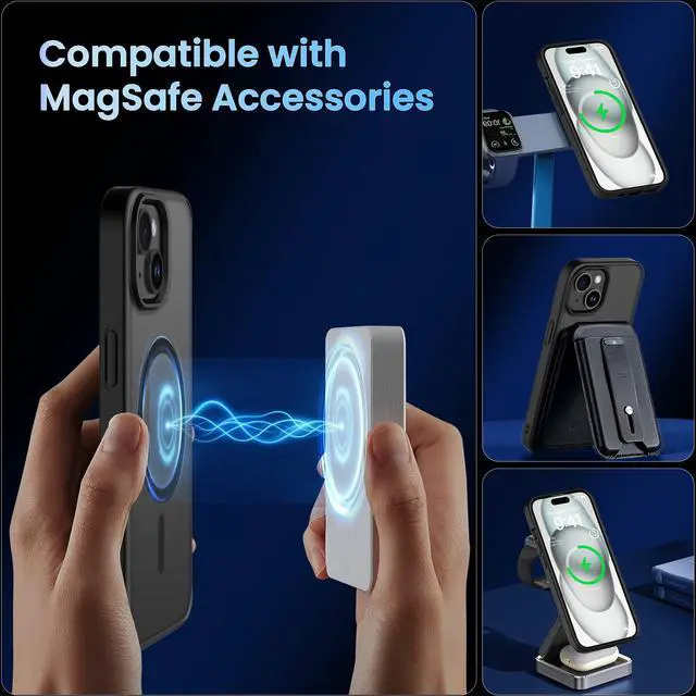 Alt view image 6 of 6 - Magnetic Case for iPhone 15 6.1 inch, Matte Black