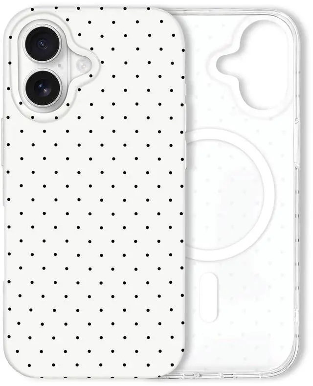 Main image of for iPhone 17 Case Cute Polka Dot Aesthetic Design Simple Cover 6.3", Thin Slim Anti-Scratch Soft TPU Bumper Shockproof Rubber Protective Phone Cases for Women Girls, Magnetic White