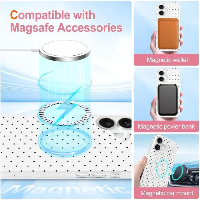 Alt view image 2 of 6 - for iPhone 17 Case Cute Polka Dot Aesthetic Design Simple Cover 6.3", Thin Slim Anti-Scratch Soft TPU Bumper Shockproof Rubber Protective Phone Cases for Women Girls, Magnetic White