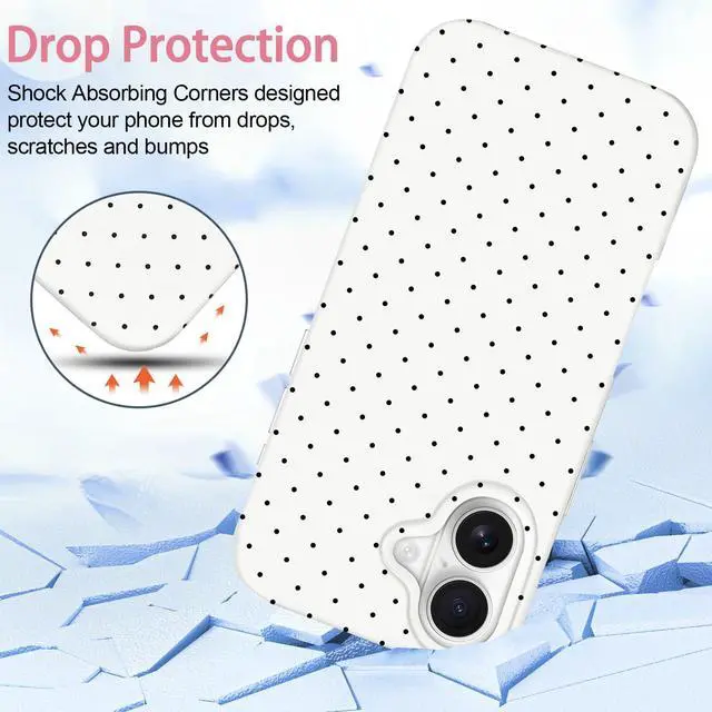 Alt view image 5 of 6 - for iPhone 17 Case Cute Polka Dot Aesthetic Design Simple Cover 6.3", Thin Slim Anti-Scratch Soft TPU Bumper Shockproof Rubber Protective Phone Cases for Women Girls, Magnetic White