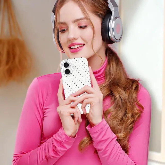 Alt view image 6 of 6 - for iPhone 17 Case Cute Polka Dot Aesthetic Design Simple Cover 6.3", Thin Slim Anti-Scratch Soft TPU Bumper Shockproof Rubber Protective Phone Cases for Women Girls, Magnetic White