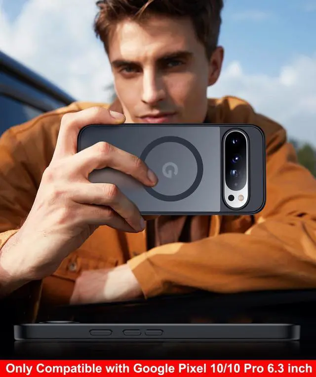 Alt view image 7 of 7 - Magnetic for Google Pixel 10/Pixel 10 Pro Case, Military Grade Drop Protection Slim Translucent Matte Shockproof Anti-Fingerprint Phone Case for Pixel 10/10 Pro 6.3 inch, Black